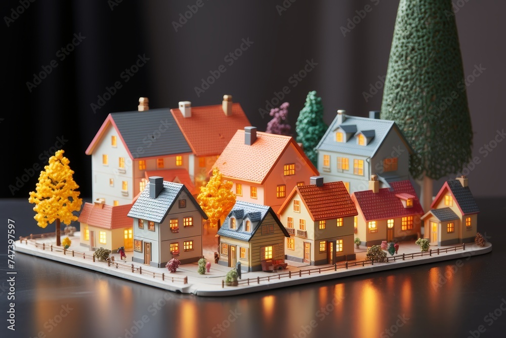 Miniature house on table with keys - conceptual design for real estate purchase and investment