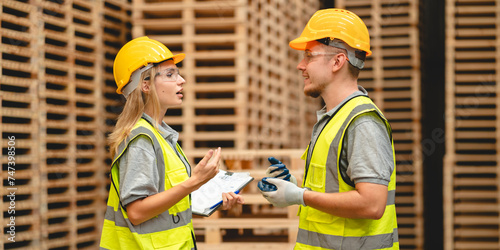Man and woman workers with ...