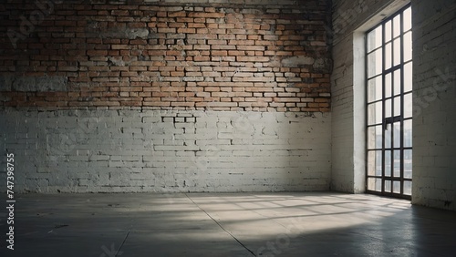 White brick wall and concrete floor