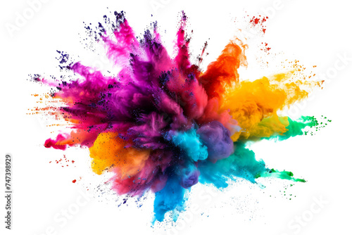 Explosion splash of colorful powder with freeze isolated on background, abstract splatter of colored dust powder.