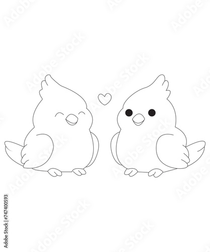cute love bird coloring page for kids & adults