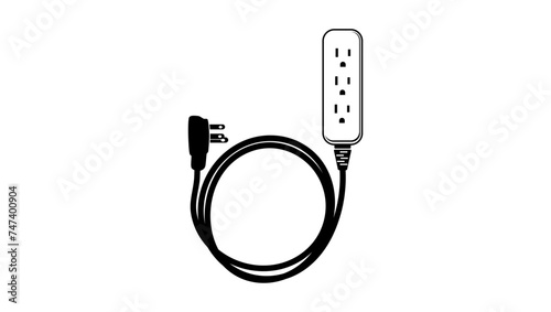 Extension Cord, black  isolated silhouette
