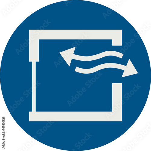 OBLIGATION SIGN PICTOGRAM, ENSURE CONTINUOUS VENTILATION ISO 7010 – M057, SVG