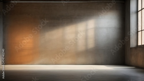 Empty concrete room with light and shadow on the wall © Zahfran