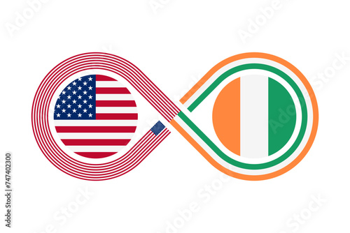 unity concept. united states and ireland flags. american english and irish language translation icon. vector illustration isolated on white background