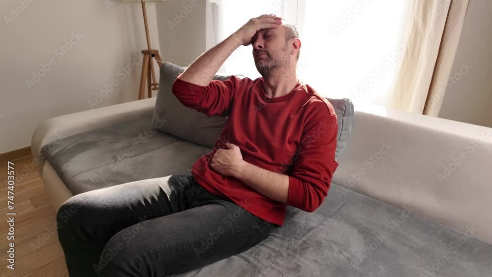 Man with knee pain at home. Man with knee pain at home.