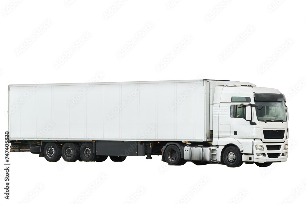 Fast and reliable semi-trucks transporting goods on road Fast and reliable semi-trucks transporting goods on road