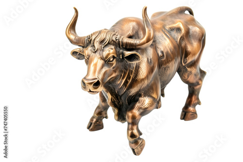 bull isolated on white backgroundBronze Charging Bull Sculpture Isolated on White Background
