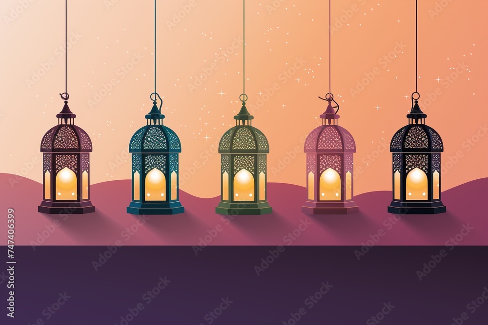 Obraz premium rahmadhan islamic lentern background