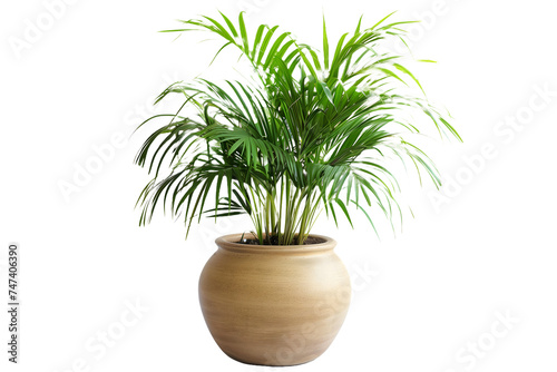 Indoor Potted Parlor Palm Plant on White Background 