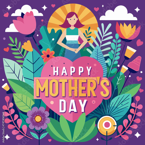 Happy Mothers Day Beautiful Design illustration with Text