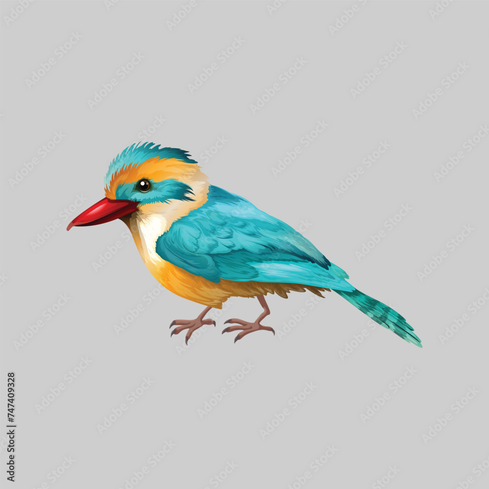 Obraz premium Hummingbird - Golden tailed sapphire. Hand drawn vector illustration of a flying Golden tailed sapphire hummingbird with colorful glossy plumage on transparent background.