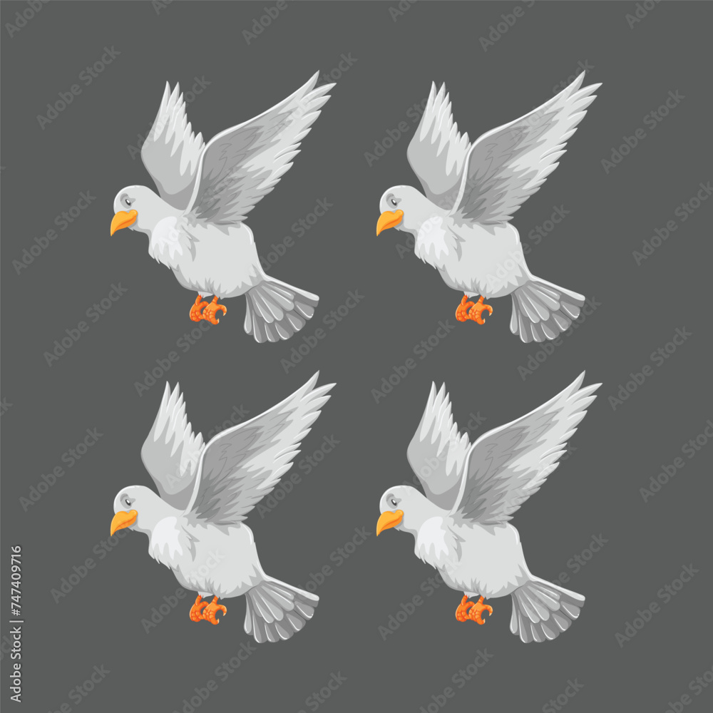 Obraz premium Colorful Icon set of Titmouse bird . Flat cartoon character design. Bird icon in different side of view. Cute titmouse template. Vector illustration isolated on white background