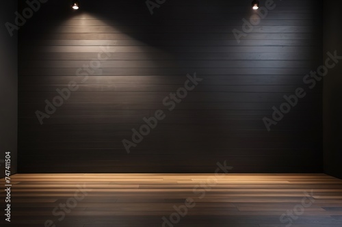Backdrop template for design and product presentation with black wall