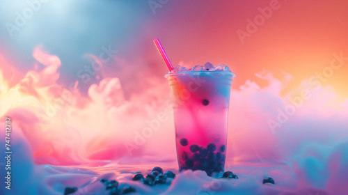 Fresh boba drink for poster background photo