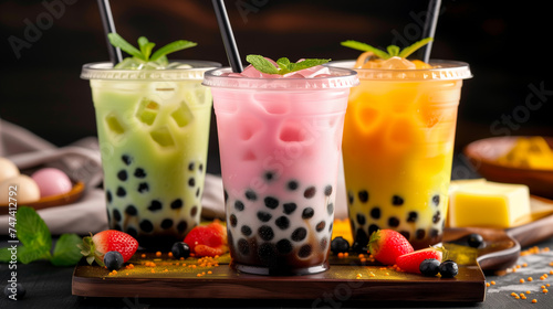 Fresh boba drink for poster background photo