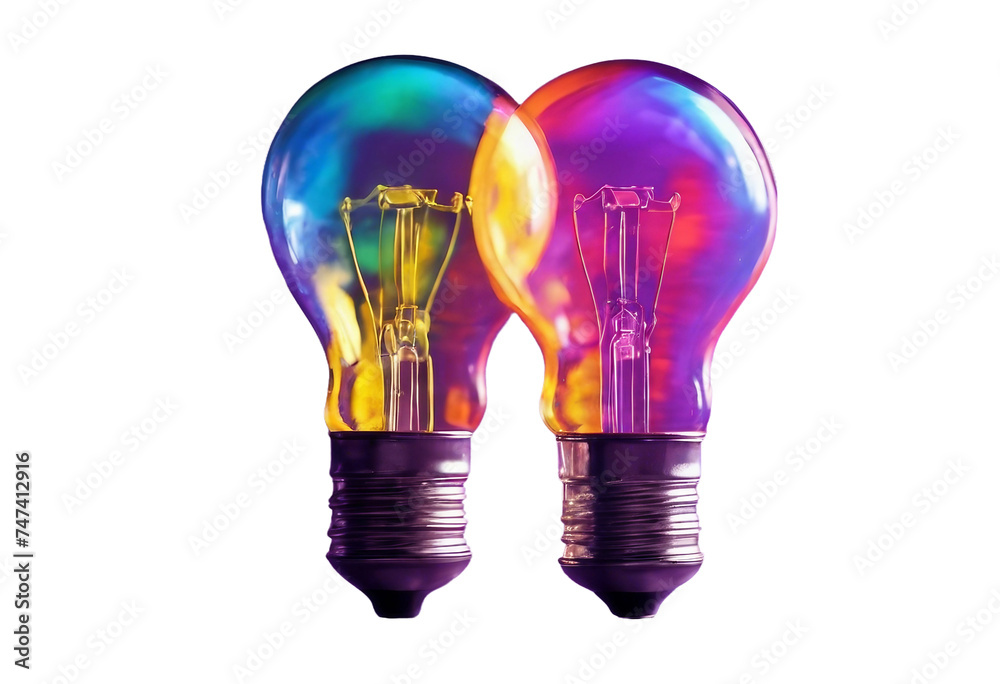 Creative colorful inspiration concept with lightbulb made from liquid paint on purple background Creative colorful inspiration concept with lightbulb made from liquid paint on purple background
