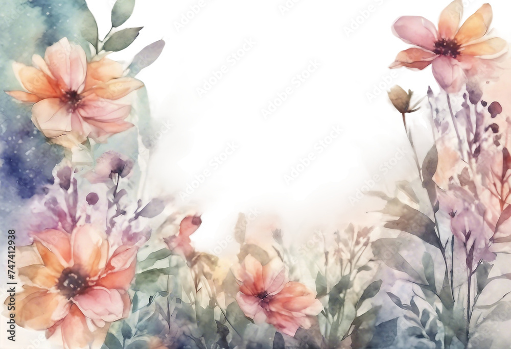 Watercolor floral border design Illustration