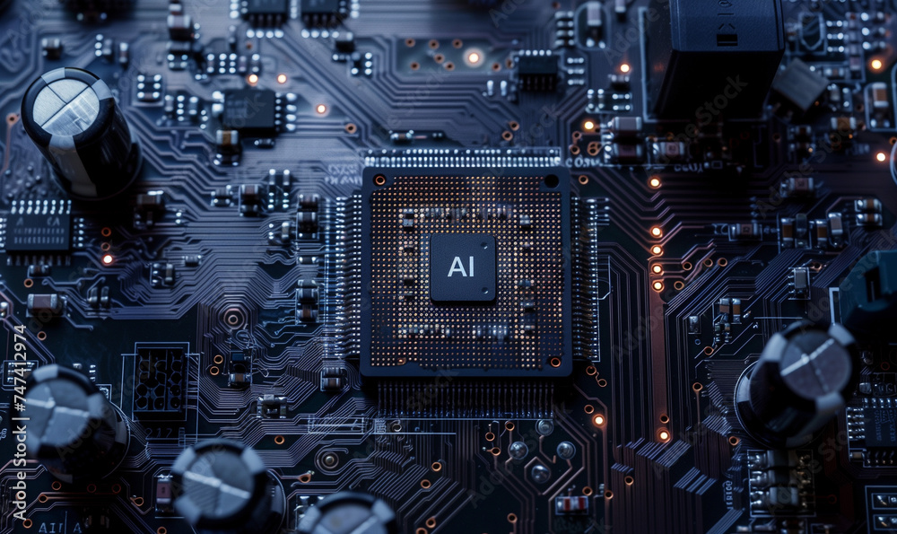 Fototapeta premium Computer Artificial Intelligence AI Board Concept