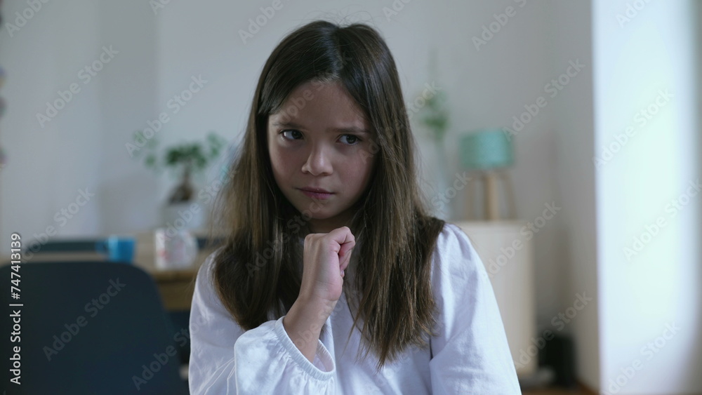 Little Girl Pointing at Herself in surprise and Disbelief, Then Shaking Finger in Rejection saying NOT ME Little Girl Pointing at Herself in surprise and Disbelief, Then Shaking Finger in Rejection saying NOT ME