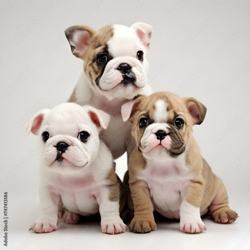 Fototapeta premium Cute Bulldog Puppies.