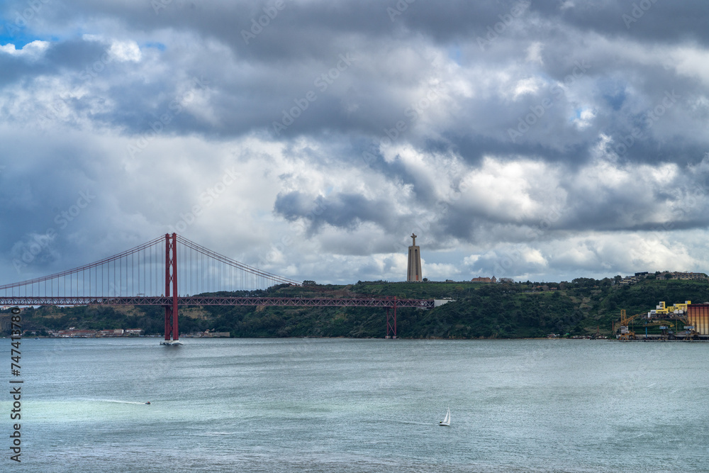 25 de Abril Bridge over the Tagus River, Lisbon, Portugal