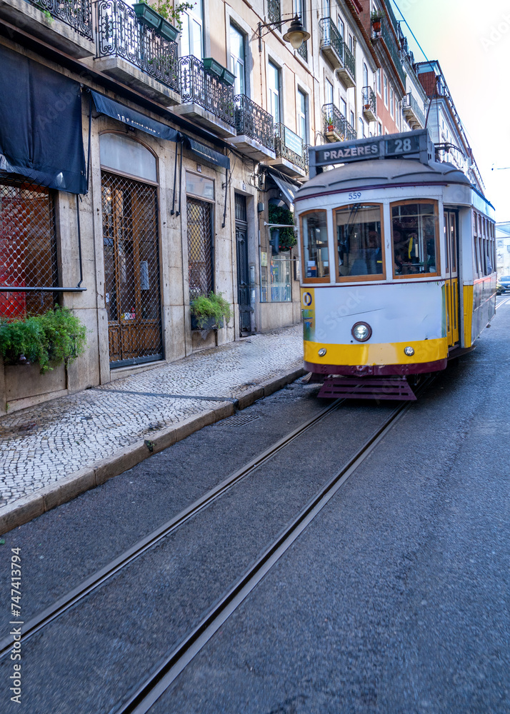 historic tram 28 of Lisbon in Portugal