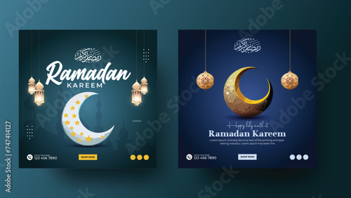 Ramadan iftar party social media square banner design or Ramadan sale social media post design