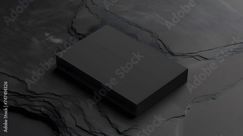 Blank black realistic business card for mockup on black background textured. name card. copy space. 