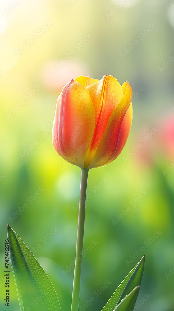 Vibrant Tulip in Sunlit Garden