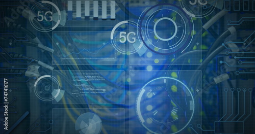 Image of 5g and data processing over computer wires