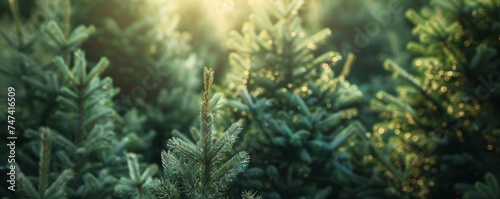 Close-up view of beautiful coniferous trees.
