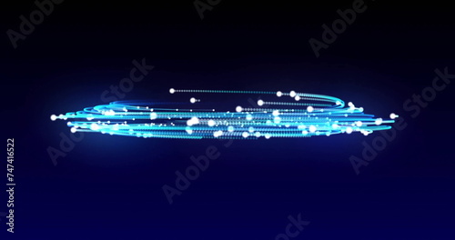 Image of grey human body and glowing network of connections on black background