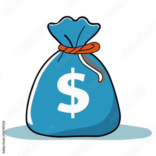 Bag of money symbolizing prosperity, wealth and fortune. Illustration symbol of finance and abundance