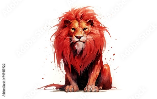A striking red lion exuding power and majesty in the wilderness. The fierce expression conveys strength and courage. Perfect for wildlife-themed designs  logos  and creative projects.