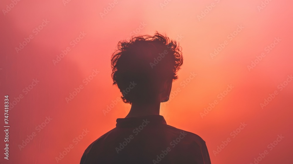 silhouette of a person with a head - obrazy, fototapety, plakaty 