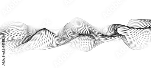Futuristic wave of black smoothly moving dots on a white background. Vector EPS10