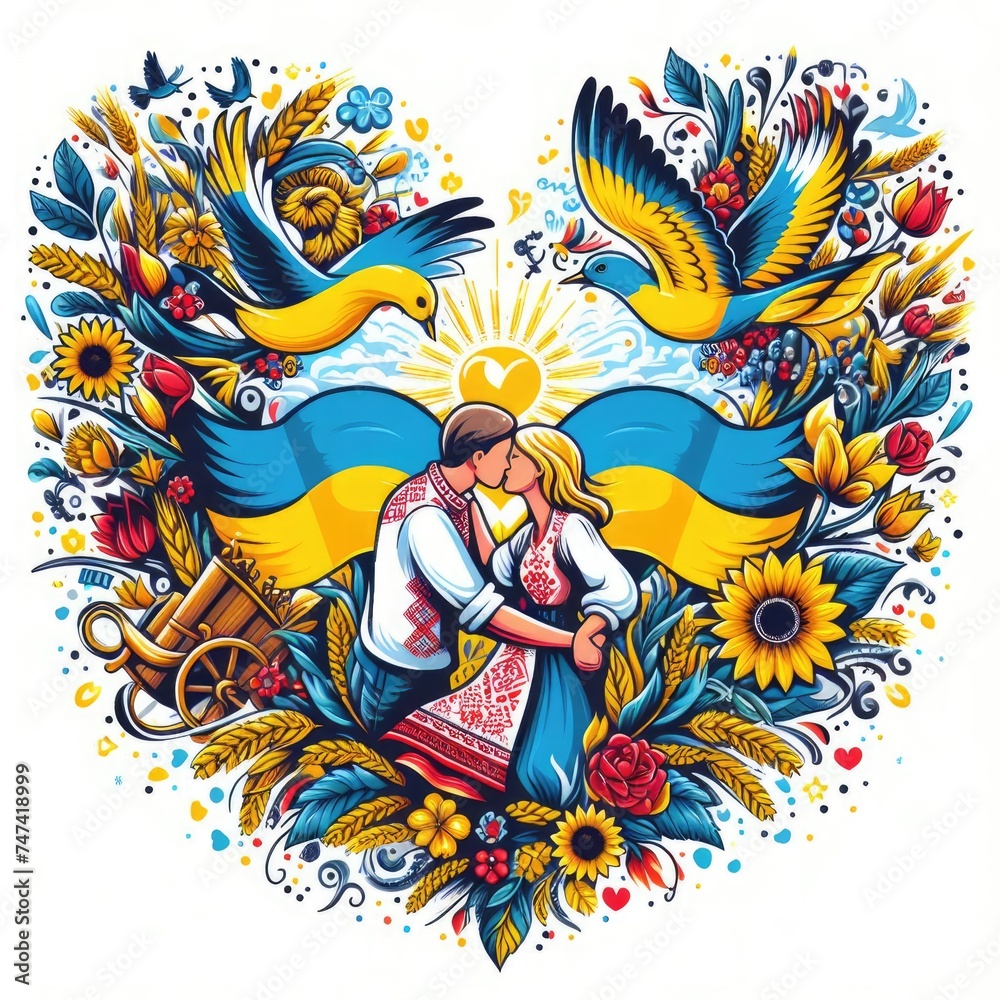 Love Ukraine concept. hands in heart form painted in Ukraine flag color - yellow and blue. Selecrive focus. Independence day of Ukraine, Flag, Constitution day Education, school, art painitng concept