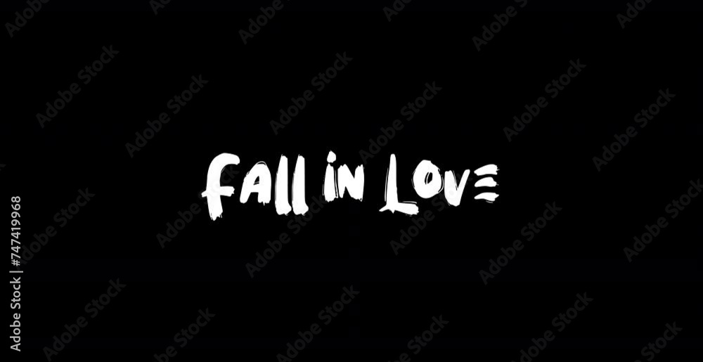 Fall in Love -Love Quote Grunge Transition Effect of Text Typography Animation on Black Background Stock Video