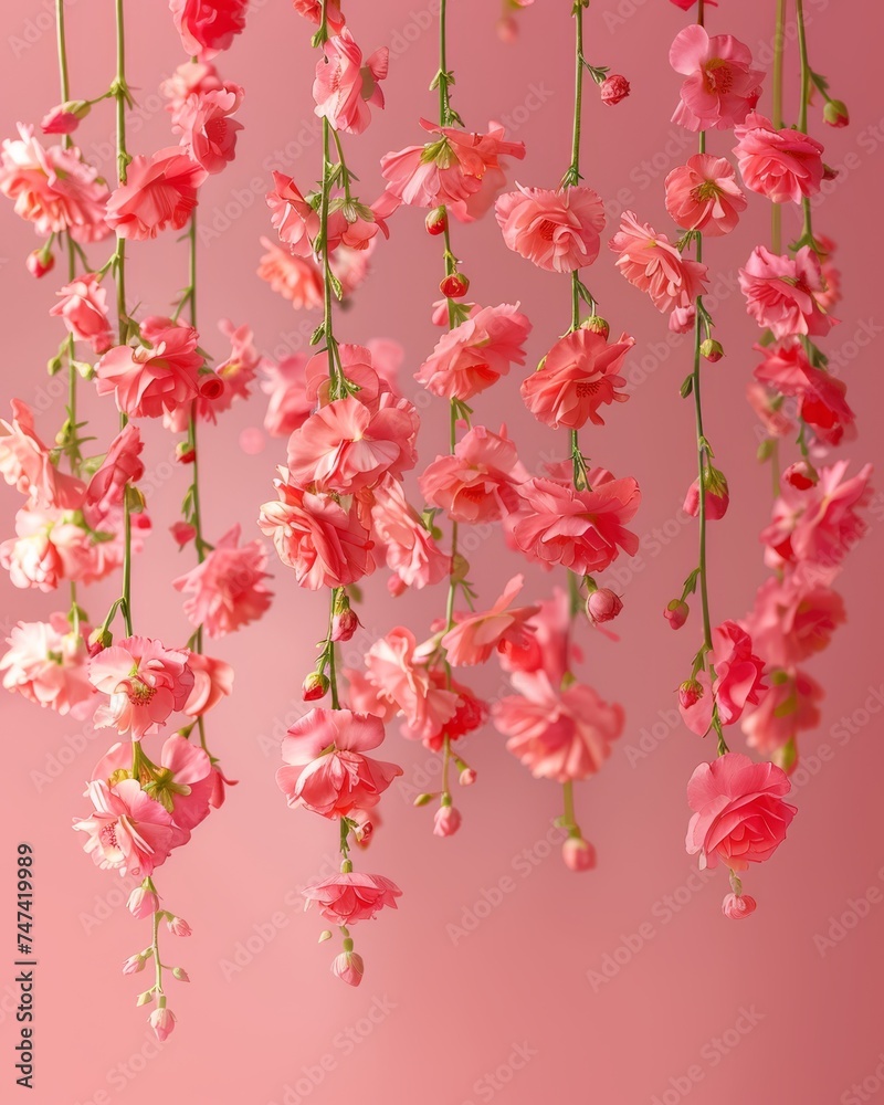 Hanged floated flowers on pink theme Hanged floated flowers on pink theme