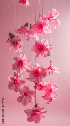 Hanged floated flowers on pink theme