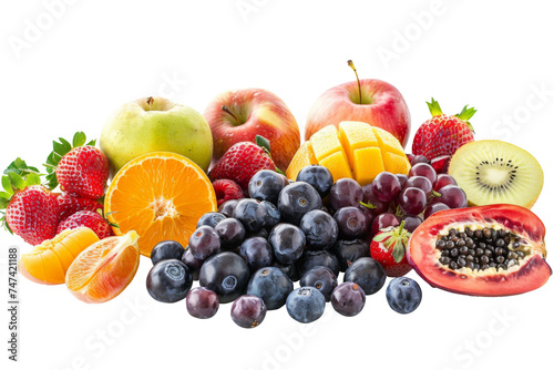 Tropical group of exotic fruits isolated on background  assorted mix fruits with freshness and  healthy  high vitamin and minerals.