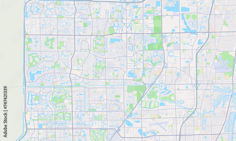 Margate Florida Map, Detailed Map of Margate Florida Stock Illustration