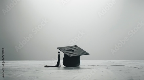 mortar board against gray background. ai generated photo