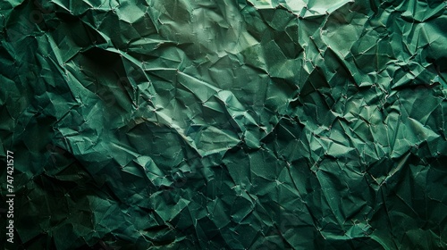 Paper background, Crumpled green paper texture. 