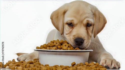 Puppy Enjoying Meal Time. Generative ai