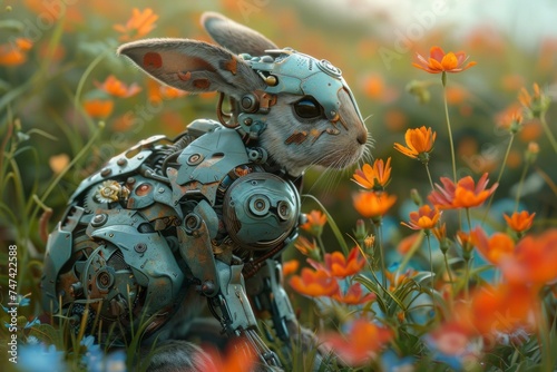 aster with a visually captivating scene a biomechanically enhanced bunny