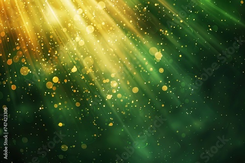 Vibrant Green and Yellow Rays: Illuminated Sparkling Artwork © Nld