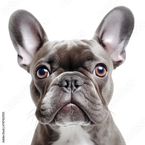 Cute French Bulldog breed dog isolated on transparent background,