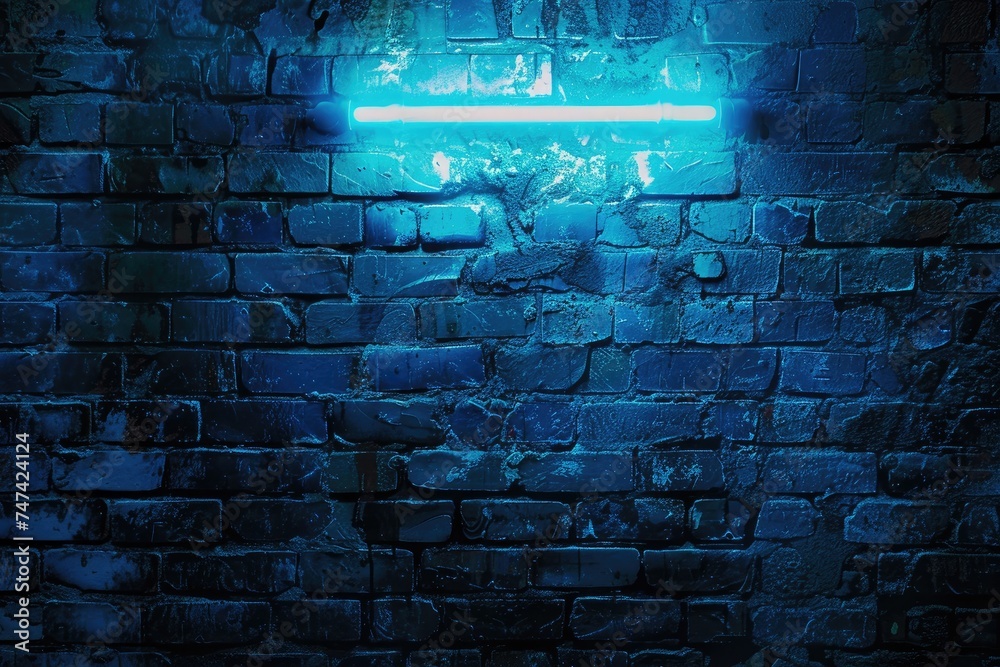 A brick wall with a neon blank sign. Space for text. Mockup A brick wall with a neon blank sign. Space for text. Mockup